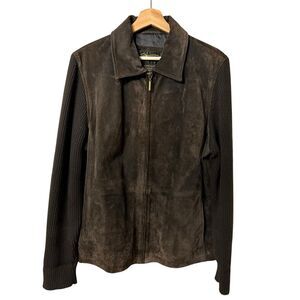 Fabio Womens Chocolate Brown Suede Knit Sleeve Size XL Capsule Neutral Classic